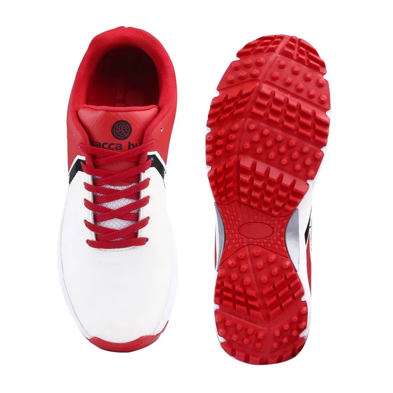 Bacca Bucci White Red Centurion Glide Dynamic FlexFit Elite Cricket Shoes for Men | Best Price UAE
